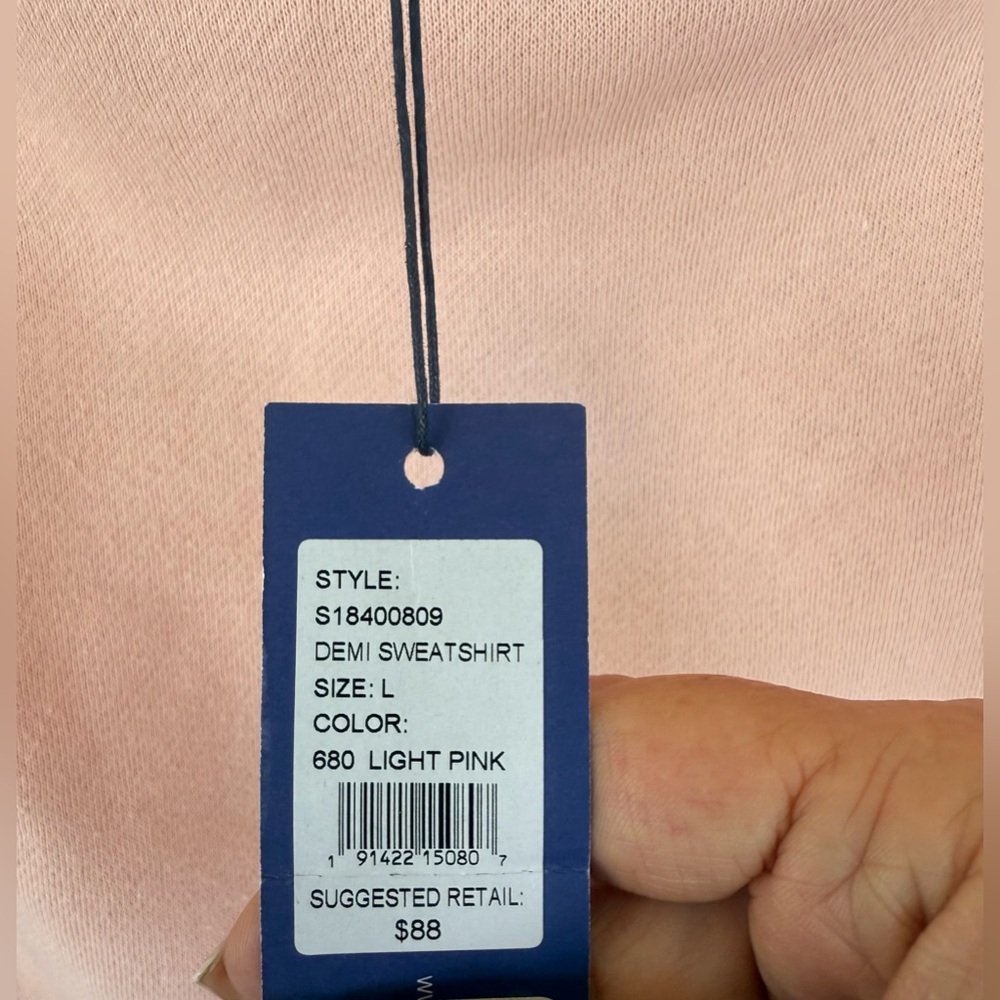 Rebecca Minkoff Light Pink Off-Shoulder Long Sleeve Demi Sweatshirt, Large, NWT - Picture 10 of 11